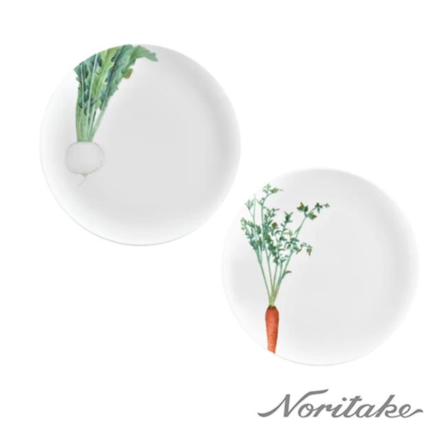 【Noritake】京香旬彩2入(紅蘿蔔/白蘿蔔)-中式圓盤24cm -白瓷