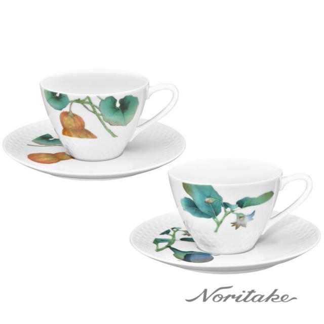 【Noritake】京香旬彩(茄子/南瓜)-咖啡對杯-白瓷