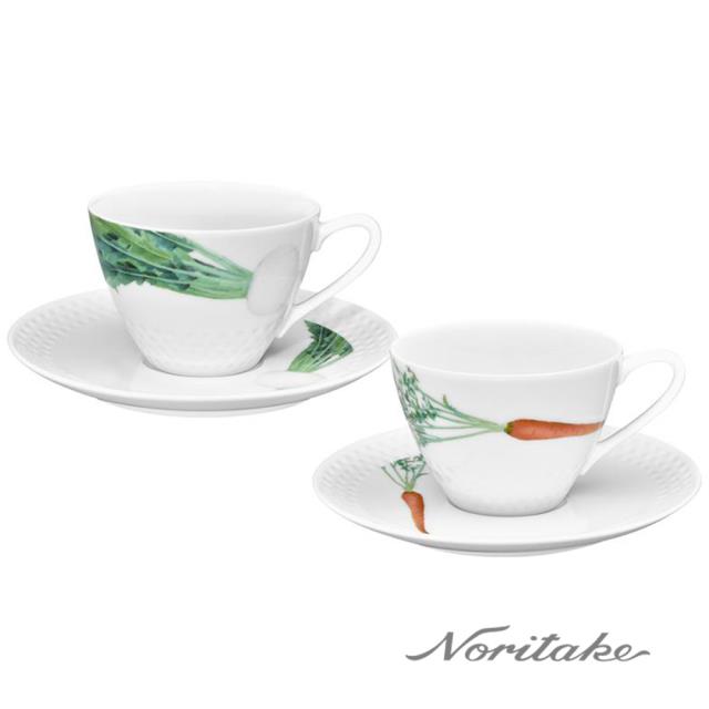 【Noritake】京香旬彩(紅蘿蔔/白蘿蔔)-咖啡對杯白瓷