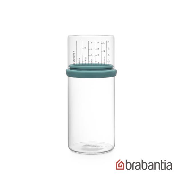 【Brabantia】玻璃量杯儲存罐1L-薄荷藍
