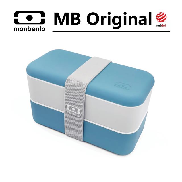 【MONBENTO】長形雙層餐盒 台灣限定 琉璃霧藍