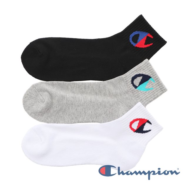 Champion 大C Logo短襪3入 (黑/白/灰)