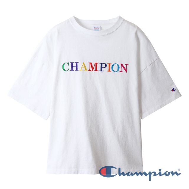 Champion Women's彩色Logo寬鬆短Tee (白色)