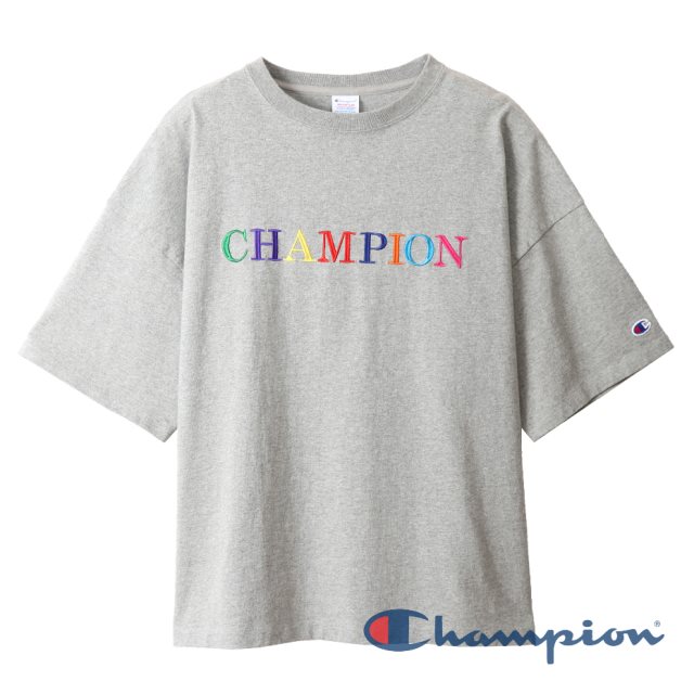 Champion Women's彩色Logo寬鬆短Tee (灰色)