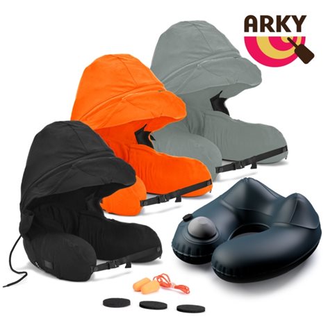 【ARKY】咕咕旅行枕-按壓充氣版(黑)