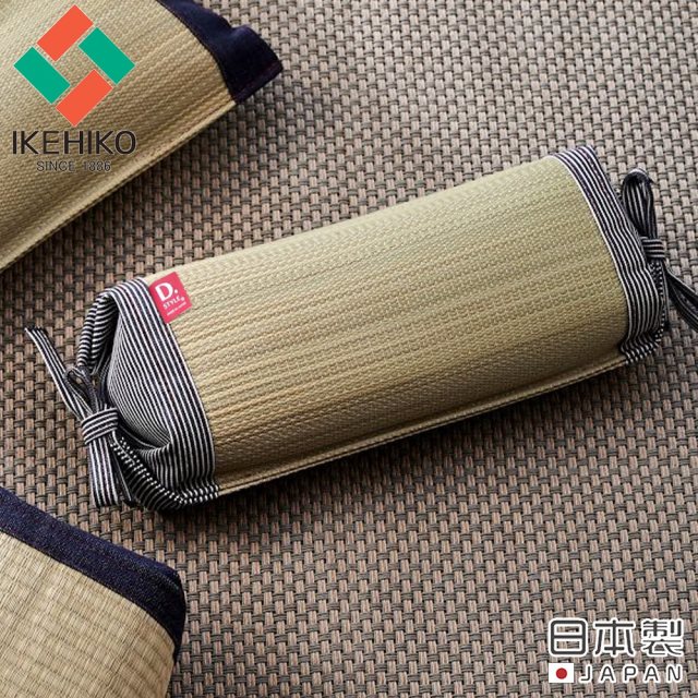 【日本池彥IKEHIKO】日本製藺草蓆清涼除臭三角枕頭15×30CM-條紋款