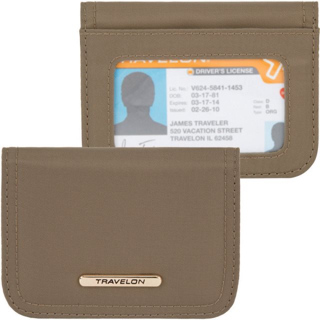 【TRAVELON】Tailored扣式防護卡片證件夾(棕)