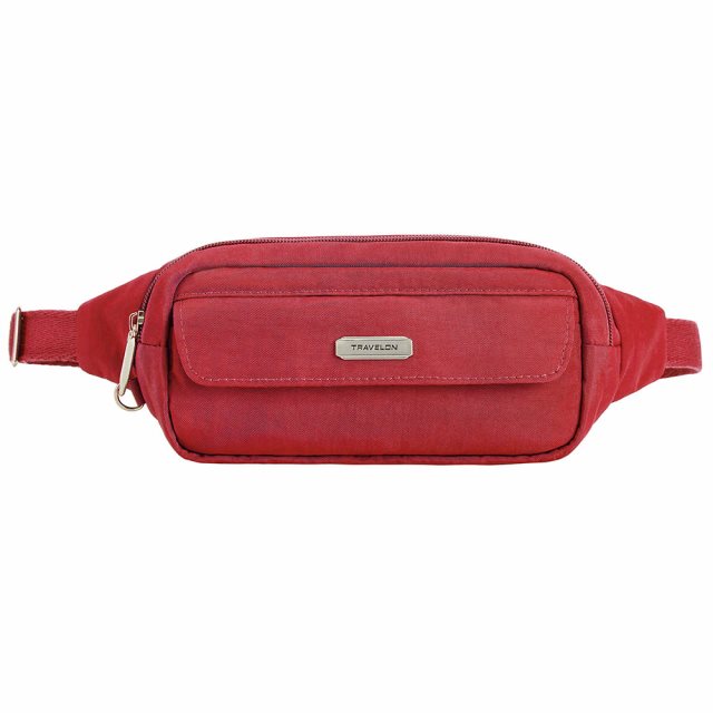 【TRAVELON】雙層防盜腰包(紅) | 隨身包 貼身包