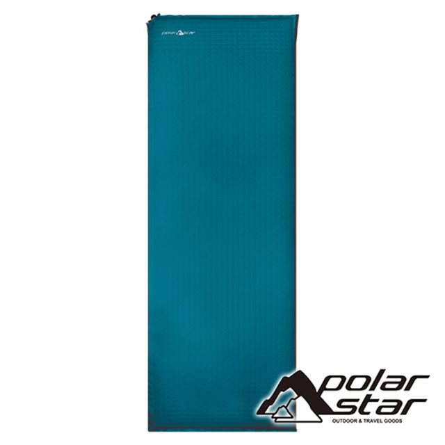【PolarStar 桃源戶外】【台灣製】自動充氣睡墊無枕頭6.35cm『青藍/菱形紋』