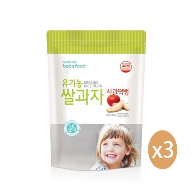 【韓國bebefood】寶寶福德 米餅-蘋果 3入組