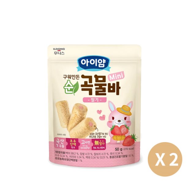 【韓國ILDONG FOODIS】日東 迷你穀物小捲心-草莓 2入組