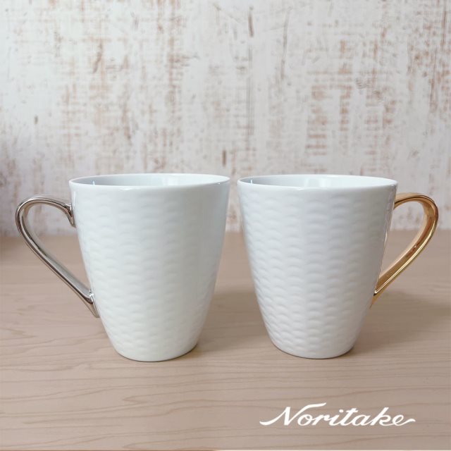 【Noritake】金銀漆 馬克對杯組(金/銀)(精裝盒)