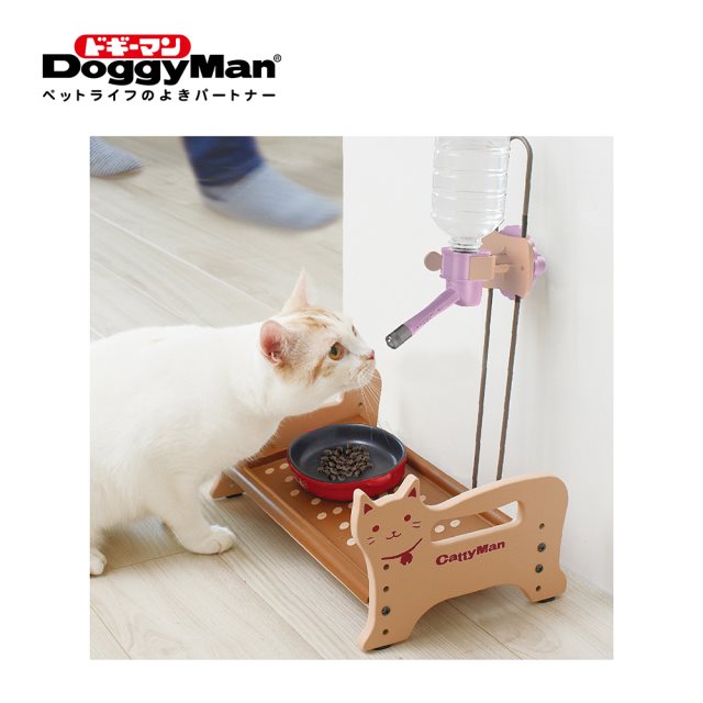 日本寵物品牌【DoggyMan多格漫】貓用可拆洗4段調整餐桌飲水器套組｜寵物專屬