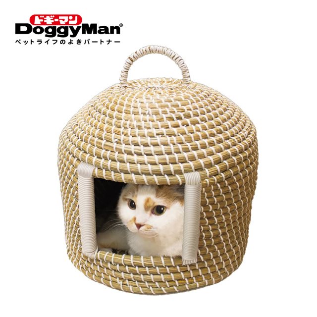 日本寵物品牌【DoggyMan多格漫】犬貓用提把編織圓頂睡窩｜寵物專屬
