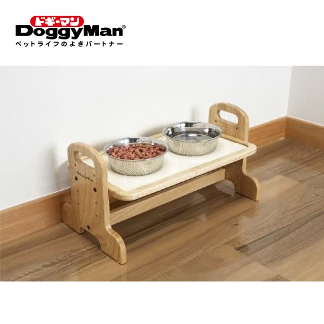 日本寵物品牌【DoggyMan多格漫】犬貓用高質感木製立式可調餐飲桌-S｜寵物專屬