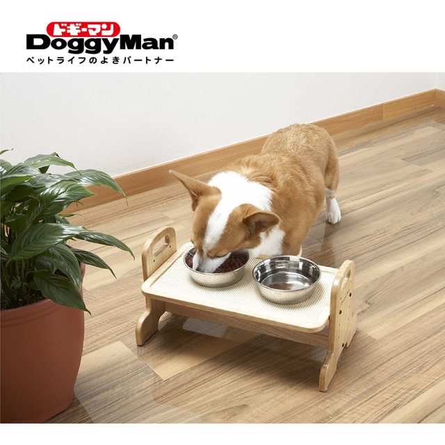 日本寵物品牌【DoggyMan多格漫】犬貓用高質感木製立式可調餐飲桌-M｜寵物專屬