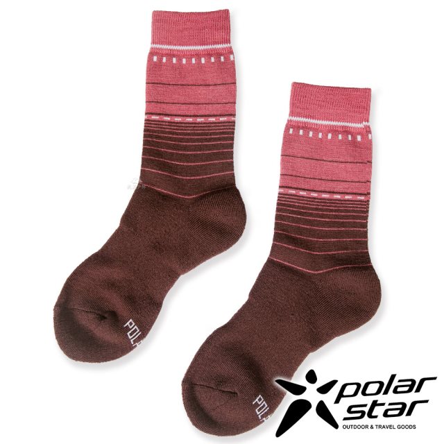 【PolarStar 桃源戶外】美麗諾羊毛保暖襪『深粉紅』P21634 ( 2入組)