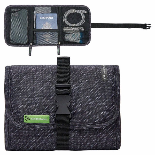 【TRAVELON】扣式3C線材收納包(斜紋黑) | 旅遊 電子用品 零錢小物 收納袋