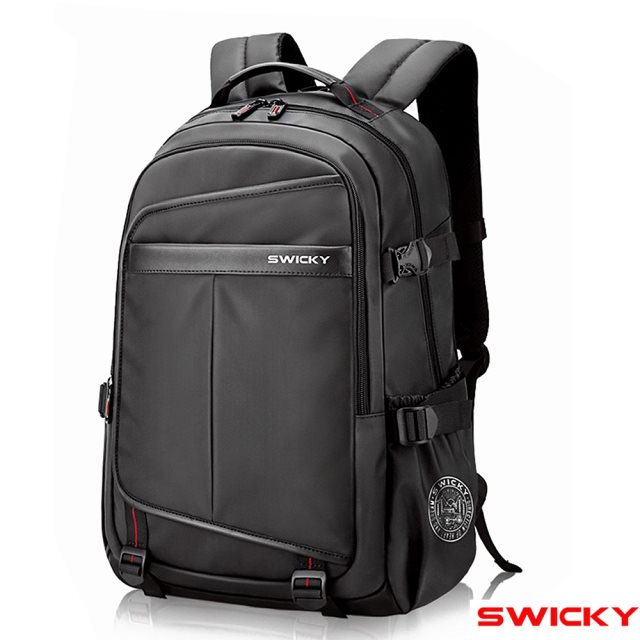 【SWICKY】大容量多功能休閒後背包(黑) 商務包/休閒包