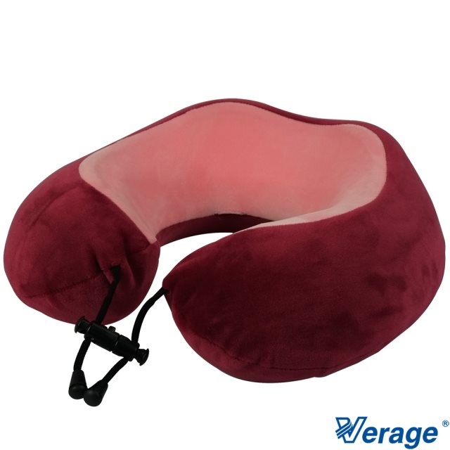 【Verage 維麗杰】雙色質感記憶按摩頸枕 (粉紅/紅)