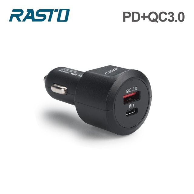 【RASTO】 RB12 車用18W PD+QC3.0雙孔快速充電器