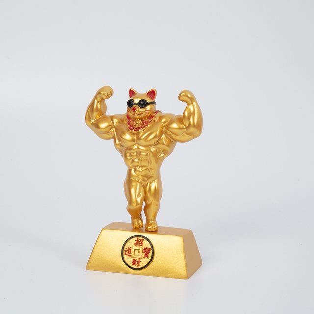 【保庇BOBEE】 中國工藝麒麟臂壯闊 大力健美肌肉招財貓擺件