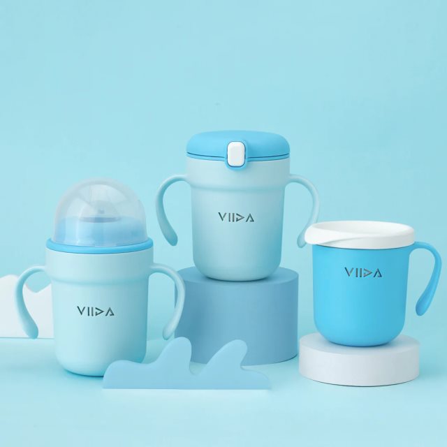 【VIIDA】SOUFFLE 三階段抗菌不鏽鋼學習杯組 藍