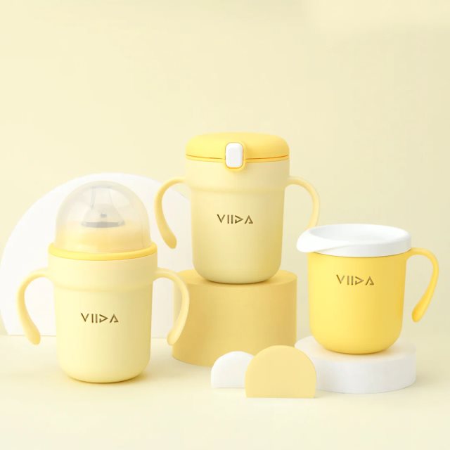 【VIIDA】SOUFFLE 三階段抗菌不鏽鋼學習杯組 黃