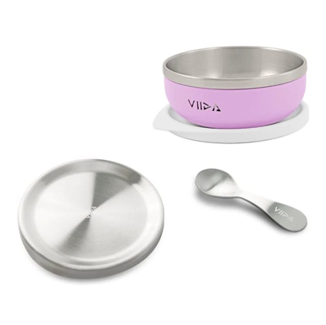 【VIIDA】SOUFFLE 抗菌不鏽鋼餐具 入學3件組 紫