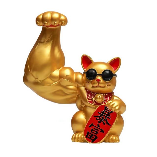 【保庇BOBEE 】中國工藝麒麟臂壯闊肌肉招財貓 - 暴富招財貓