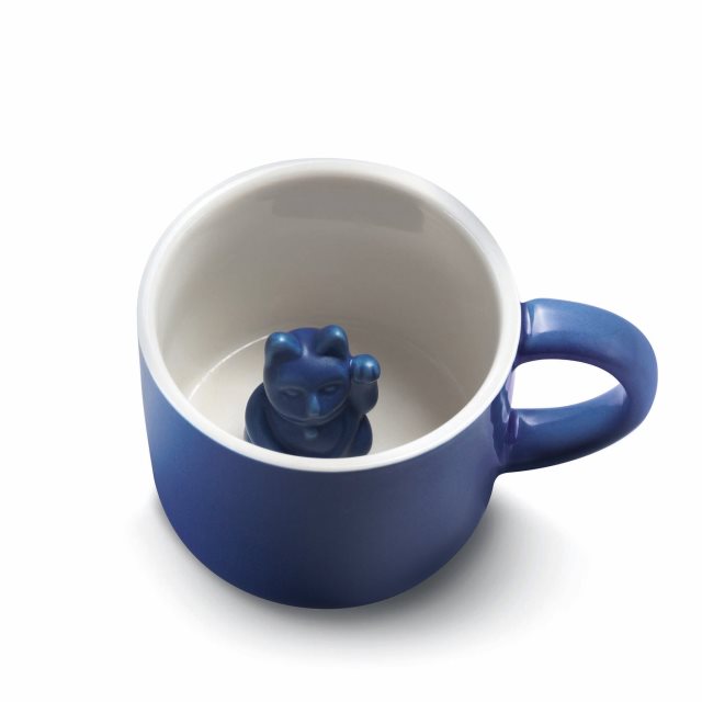 【DONKEY】LUCKY CAT招財貓造型馬克杯 | 創意設計 | 藍色
