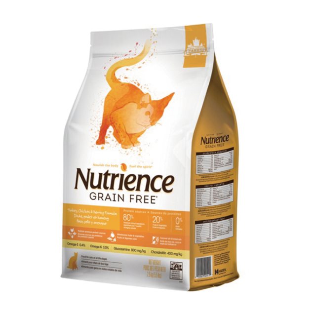 【Nutrience 紐崔斯】GRAIN FREE無穀養生貓-火雞肉+雞肉+鯡魚口味-2.5kg