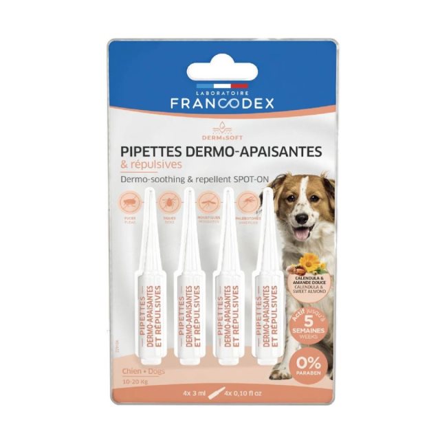 【Francodex 法國法典】舒敏系列 舒敏驅蟲護膚滴劑 中型犬 3ml x4 (10~20kg)