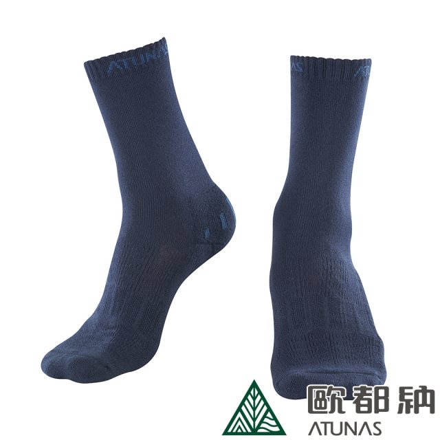 【ATUNAS 歐都納】運動休閒COOLPLUS抗菌中筒襪(A1ASAA02深藍、黑，二色選一/透氣排汗/保護/舒適)
