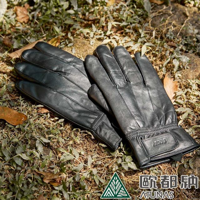 【ATUNAS 歐都納】男款真皮保暖手套 (A1AG2101M 黑/防風/防水/刷毛)