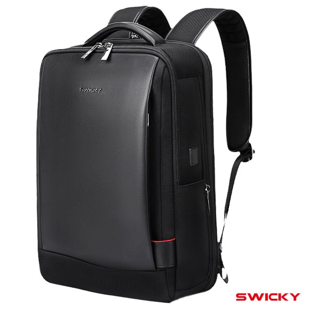 【SWICKY】新銳雙肩電腦後背包(黑)