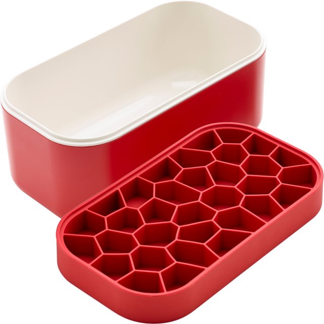【LEKUE】附蓋蜂巢製冰盒(紅330ml)