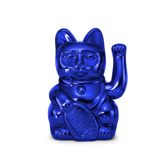 【DONKEY】 LUCKY CAT 幸運繽紛自動招手招財貓 - 15CM (電鍍藍)