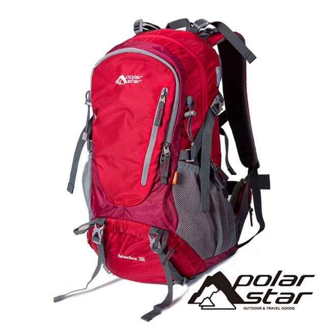 【PolarStar 桃源戶外】透氣網架健行背包 35L『紅色』P20803