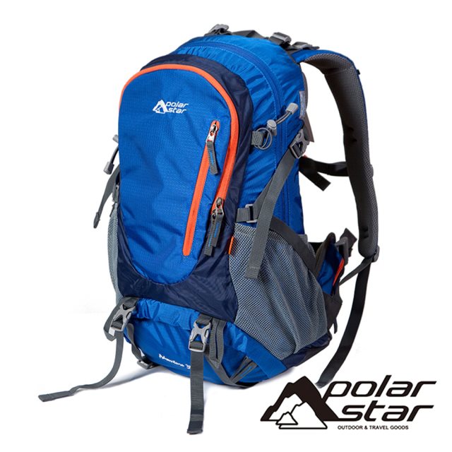 【PolarStar 桃源戶外】透氣網架健行背包 35L『深藍』P20803