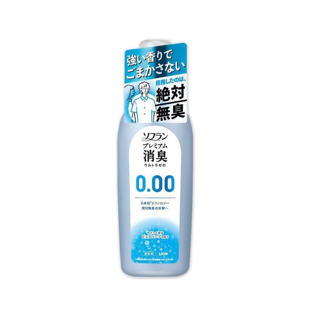 【日本LION獅王】SOFLAN次世代0.00消臭衣物柔軟精530ml/瓶純皂香(灰瓶)