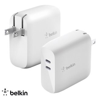 【BELKIN】Type-C旅充頭 BOOST↑CHARGE™ 雙 USB-C PD GaN 68W(50W 18W)