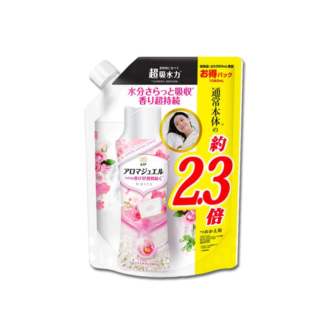 【日本P&G蘭諾】Aroma Jewel芳香顆粒香香豆大容量補充包1080ml/袋 清新皂香(白粉袋)