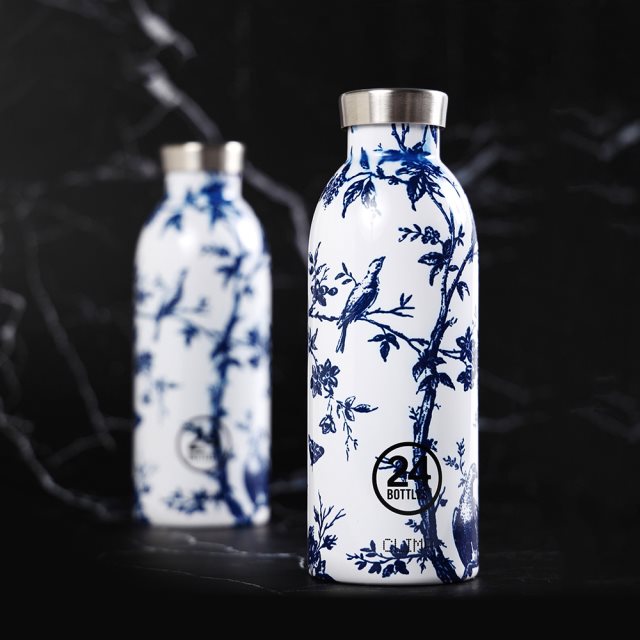 【義大利 24Bottles】不鏽鋼雙層保溫瓶 500ml - 純淨藍白瓷