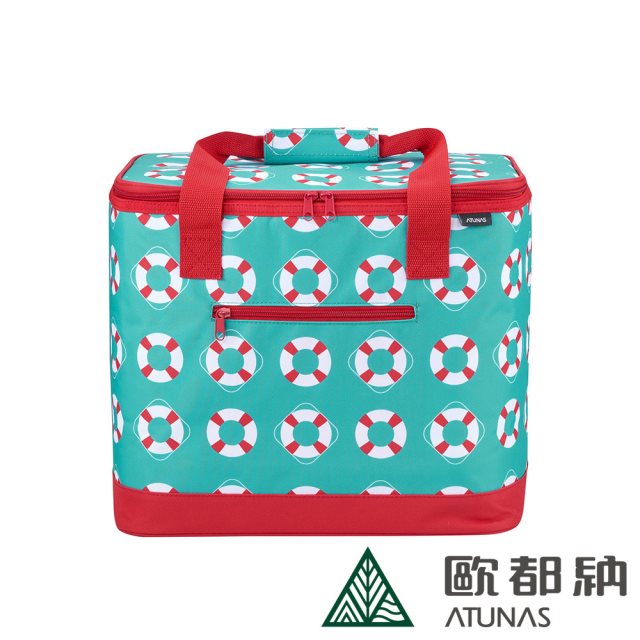 【ATUNAS 歐都納】手提寬口保冷保溫袋 (A1ACCC10 藍紅/雙拉鍊/可折疊/防水內裡)