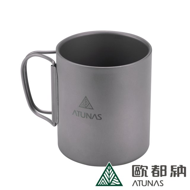 【ATUNAS 歐都納】雙層鈦隔熱隨行杯300ML (A2KTCC01N /隔冰/D型把手/測水標記)F