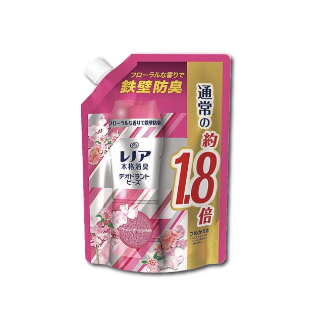 【日本P&G蘭諾】本格消臭衣物芳香顆粒香香豆805ml/袋(大容量補充包)－清新花香(紅袋)