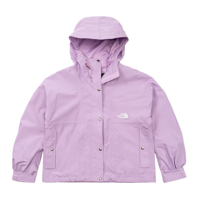 The North Face北面女款紫色防水透氣寬鬆連帽衝鋒衣(紫)M