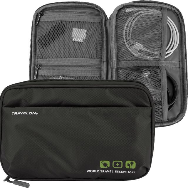 【TRAVELON】3C線材收納包(黑網) | 旅遊 電子用品 零錢小物 收納袋