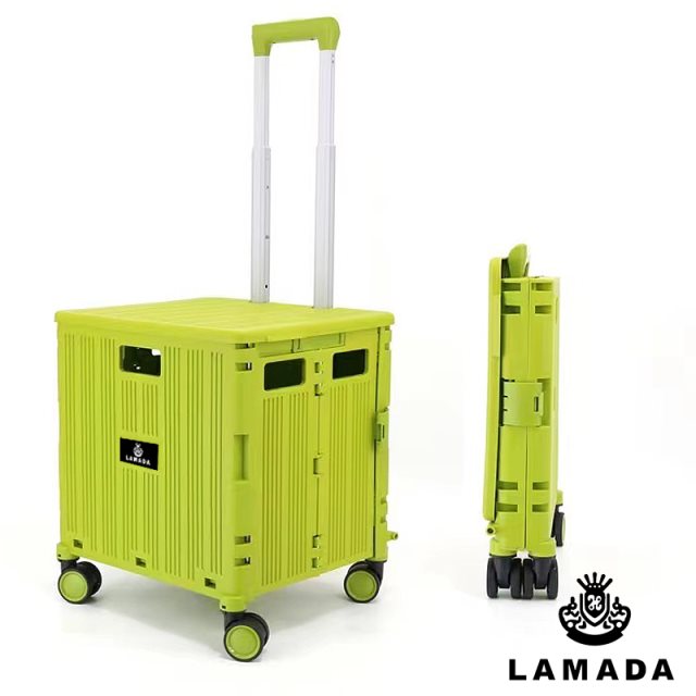 【Lamada 藍盾】可摺疊收納式購物車/寵物車/露營車/收納車(綠)